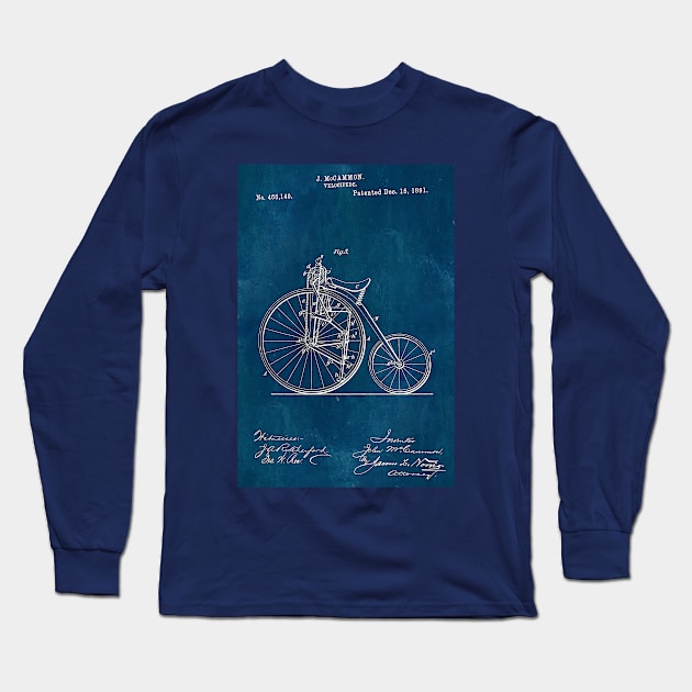 Blueprint Bicycle Patent Long Sleeve T-Shirt by JoolyA